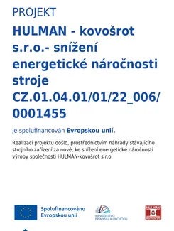 HULMANN-kovošrot s.r.o. - Snížení energetické náročnosti